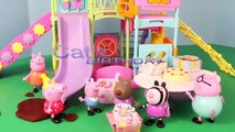 Peppa Pig Park Playground Candy Cat Birthday Party Play Doh Muddy Puddles DisneyCarToys