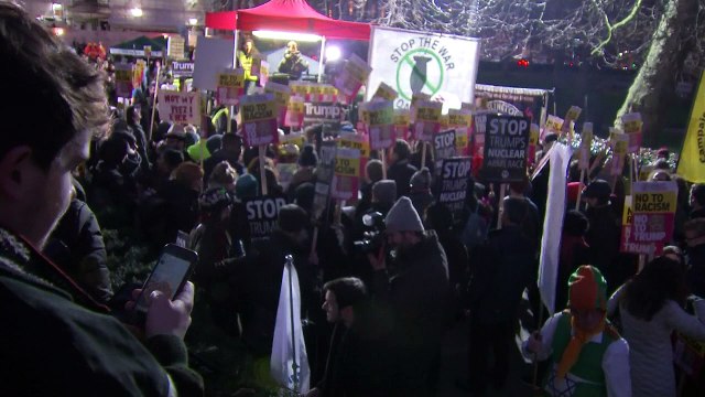 Anti-Trump protests at US Embassy in London