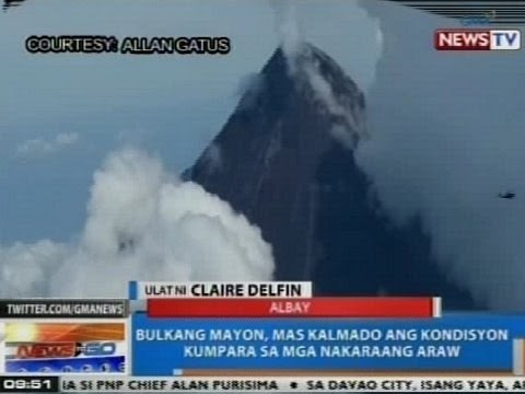 NTG: Bulkang Mayon, mas kalmado ang kondisyon kumpara sa mga nakaraang araw