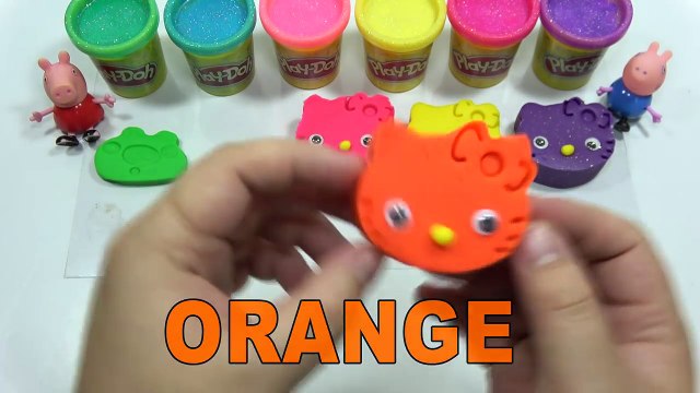 LEARN COLORS Play Doh Animal Elephant PEPPA PIG Hello Kitty Molds Fun! Finger Family Nursery Rhymes