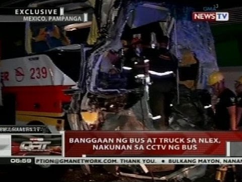 QRT: Banggaan ng bus at truck sa NLEX, nakunan sa CCTV ng bus