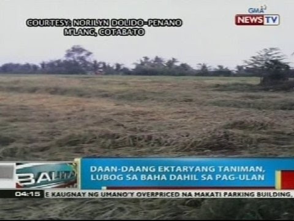 Daan-daang ektaryang taniman sa M'lang, Cotabato, lubog sa baha dahil sa pag-ulan