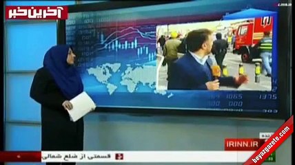 Tahran'da yanan binanın çöküşü canlı yayında