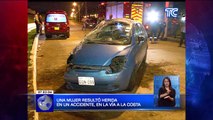 Mujer resultó herida en accidente en vía a la costa