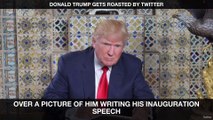 Twitter roasts Trump over picture of him writing his inauguration speech