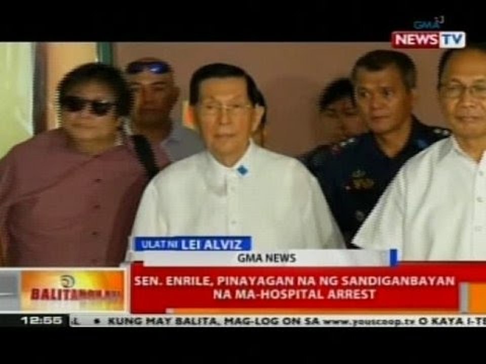 BT: Sen. Enrile, pinayagan na ng sandiganbayan...