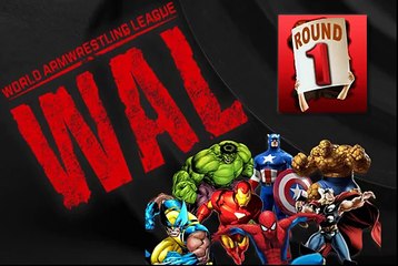Superheroes World Armwrestling League Iron Man VS Spiderman VS Captain America Pulseada Battle