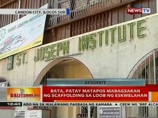 Bata, patay matapos mabagsakan ng scaffolding sa loob ng eskwelahan