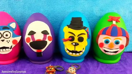 Five Nights at Freddys Playdoh Surprise Eggs Golden Freddy Balloon Boy Puppet Candy FNAF Toys