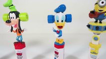 Disney Mickey Mouse Donald Duck Goofy Giggle Heads with Minions Stuart Light Up Talker!