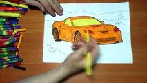 Cars New Coloring Pages for Kids Colors Coloring colored markers felt pens pencils