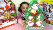 Kinder Surprise and Play Doh Advent Calendar Day 17, Hello Kitty Christmas surprise eggs ハローキティ
