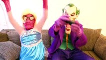 Spiderman vs Frozen Elsa vs Joker vs Joker Girl - GIANT Spider Attacks! w/ Baby - Funny Superheroes