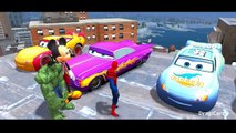 Spiderman Cars Smash Party Nursery Rhymes w/ Disney Pixar Cars Lightning McQueen Colors
