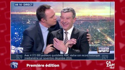 Christophe Delay fait un bisou à Nicolas Doze en direct sur BFM TV