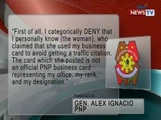 SONA: PNP Gen. Ignacio, hindi raw kilala ang babaeng gumamit ng kanyang business card
