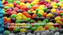 Thousands of Skittles meant for cows ended up on a Wisconsin road