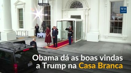 Trump é recebido na Casa Branca por Michelle e Barack Obama