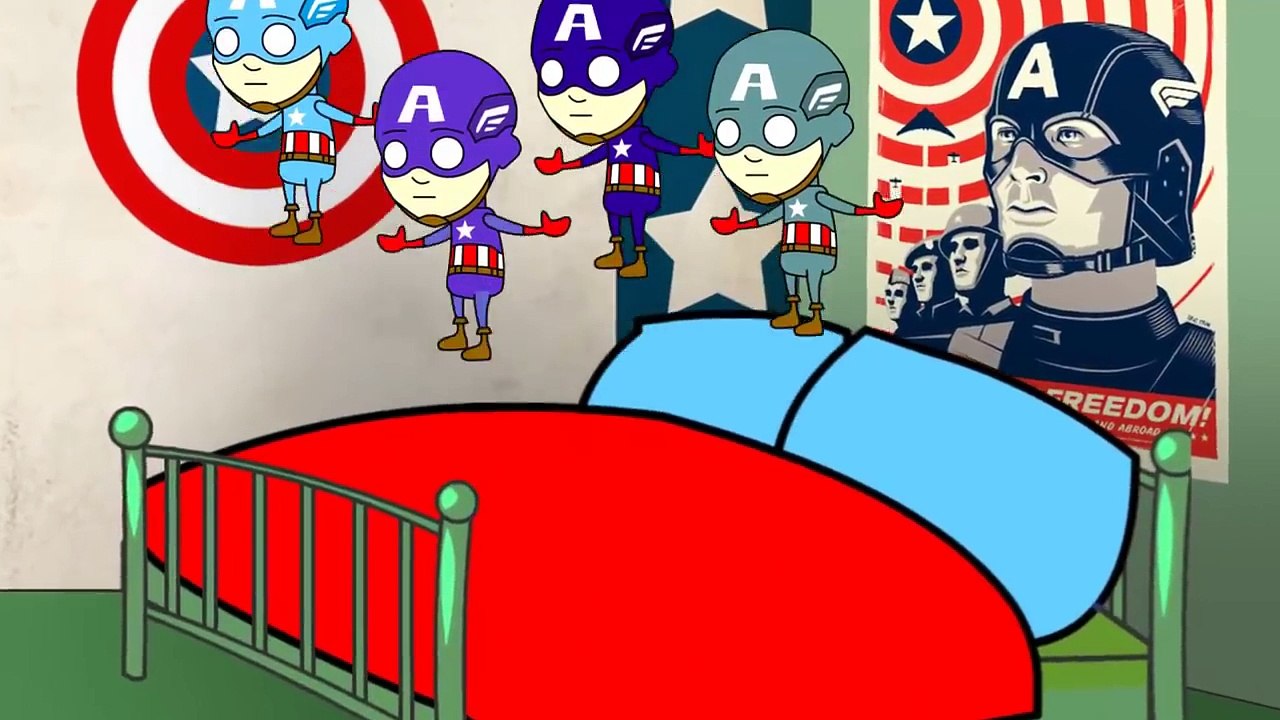 Five Little Monkeys Jumping on the Bed. English Nursery Rhyme with Iron Man. Emi TV Lyrics