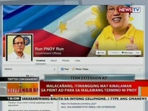 BT: Malacañang, itinangging may kinalaman sa print ad para sa ikalawang termino ni PNoy