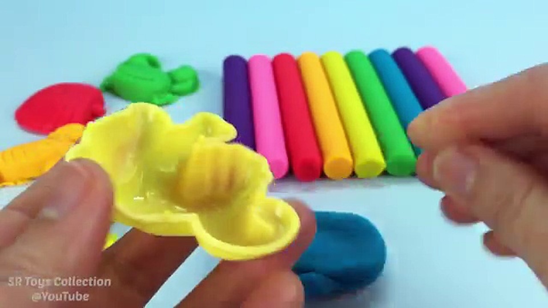 Fun Learning Colours with Play Dough Modelling Clay Starfish Crab Seahorse Dolphin Molds for Kids