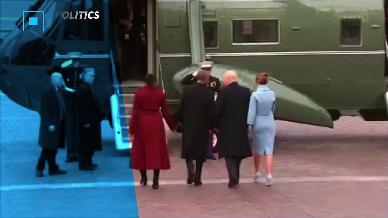 The Obamas waved farewell and departed in a chopper after the inauguration