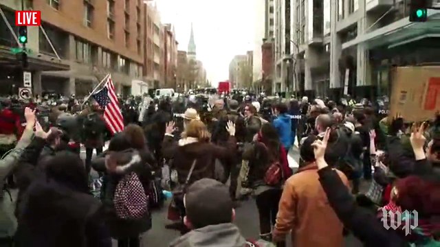 Police set off flash bangs to disperse protests