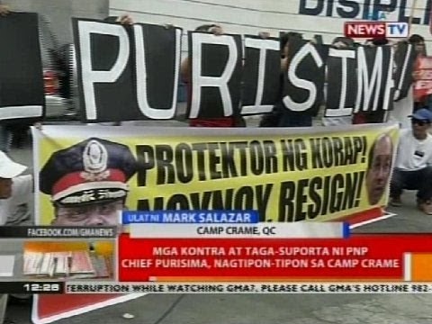 BT: Mga kontra at taga-suporta ni PNP Chief Purisima, nagtipon-tipon sa Camp Crame