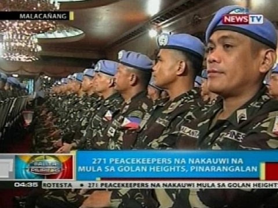 BP: 271 peacekeeperes na nakauwi na mula sa Golan Heights, pinarangalan