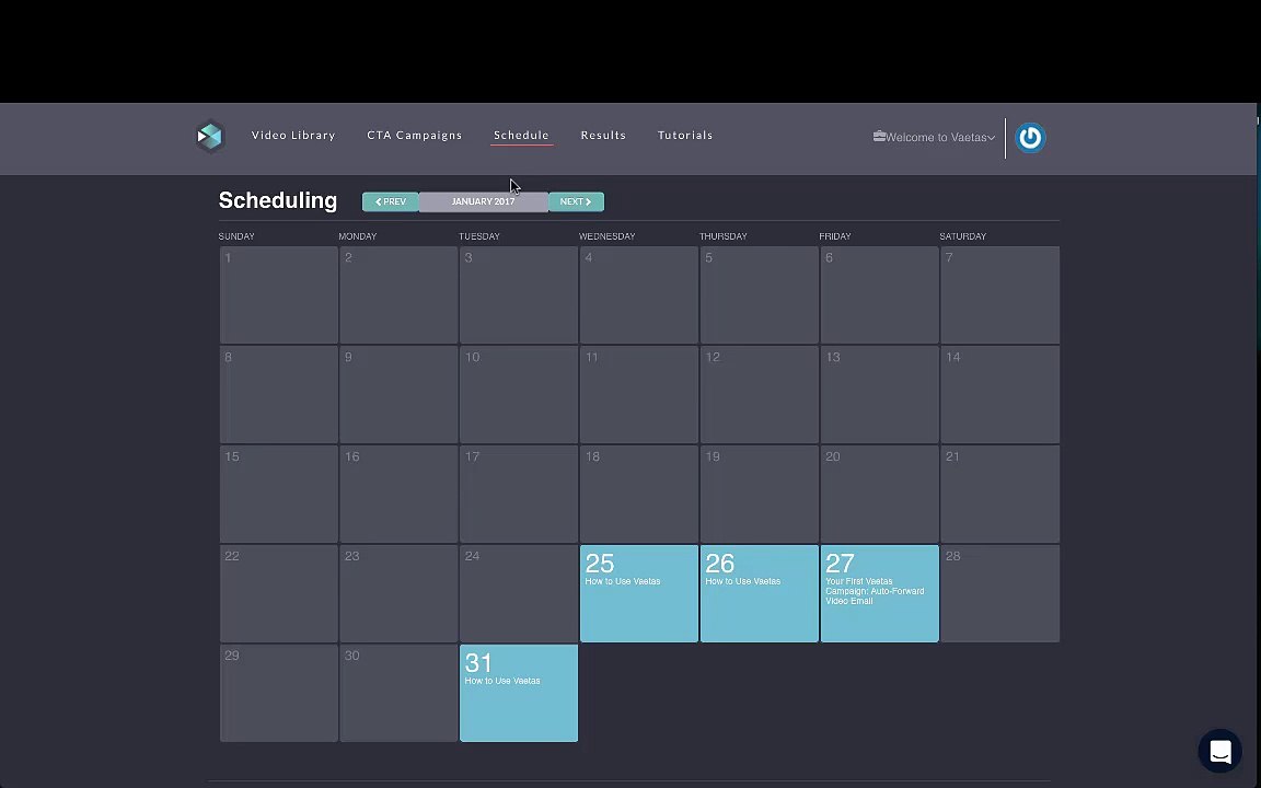 Vaetas Schedule Screen