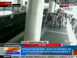 Descargar video: NTG: Operasyon ng MRT, back to normal na as of 8:40 a.m. matapos magkaaberya kanina