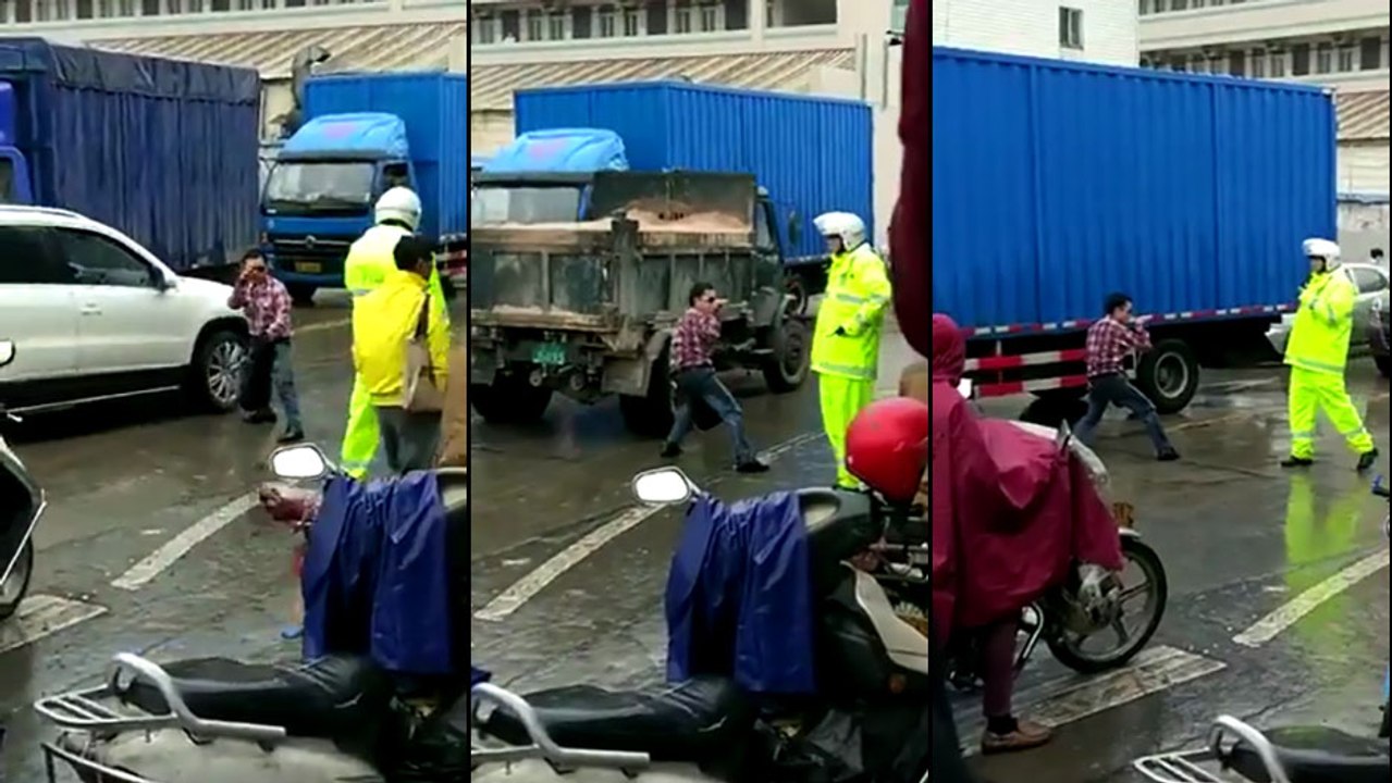 Un chinois bourré se prend pour un maître de Kung Fu face à un policier