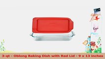 Pyrex Basics 3 Quart Glass Oblong Baking Dish with Red Plastic Lid  9 inch x 13 Inch by 58552393