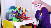Frozen Elsa Play Doh Monster Attack! Joker vs Candy Vampire Maleficent Surprise Eggs Superhero