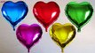 Five Water Heart Balloons Compilation - Learn Colours Wet Balloon Finger Family Songs Children