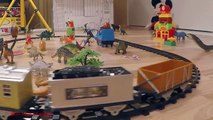 Classical Train Toy Video for Children with Dinosaur Toys Tyrannosaurus Rex and Triceratops Battle