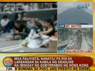 UB: Mga raliyista, nasa lansangan pa rin sa kabila ng deadline na ibinigay ng HK govt