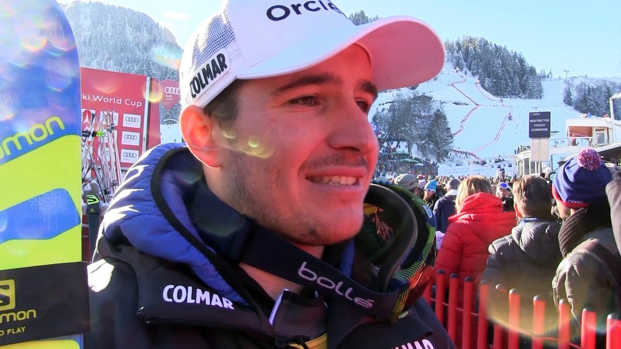 Réaction de Valentin Giraud moine après sa deuxieme place lors de la descente de Kitzbuhel