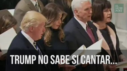 Trump no sabe si cantar o no en la misa