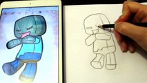 Как нарисовать  Зомби Chibi Minecraft  Рисунок Майнкрафт  Зомби раскраска для детей