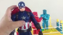 Civil War Rock Em Sock Em Robot Fight Captain America Vs Ironman Spiderman Egg Surprise