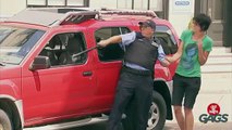 Crazy Cop Smashes Car Window