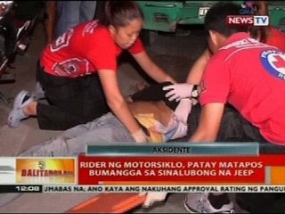 Rider ng motorsiklo, patay matapos bumangga sa sinalubong na jeep