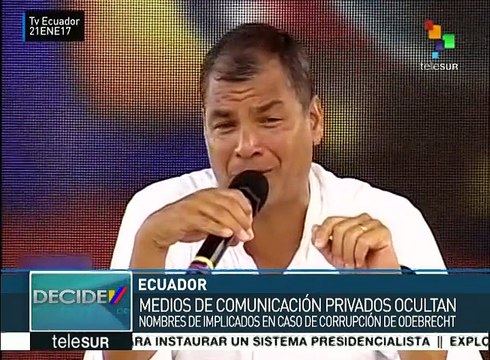 Correa: Prensa privada evita dar nombres de implicados en Odebrecht