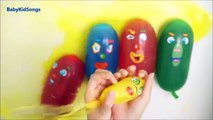 5 WET COLOURS FACE BALLOONS LEARN COLORS WATER BALLOON FINGER FAMILY NURSERY RHYMES COMPILATION