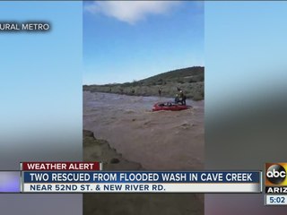 Two people rescued in Cave Creek after becoming stuck in floodwaters