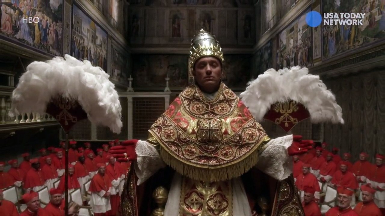 Jude Law wore 'bejeweled carpets' as HBO's 'Young Pope'-YuyXPCIckeA
