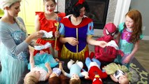 Blue Spiderman and Frozen Elsa & Babies! Princess Elena of Avalor, Pink Spidergirl, Snow White in 4k