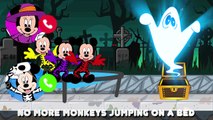 Five Little Skeleton Mickey Mouse Jumping on the Bed with Ghosts