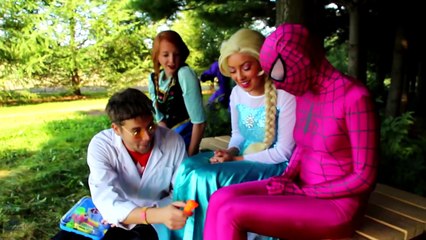 Frozen ANNA Gets BRACES! w/ Spiderman & Elsa Joker Maleficent Spidergirl Bubble Gum! CANDY